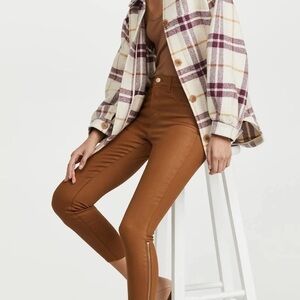 L'agence Sabine Coated Skinny Ankle Zip Jeans